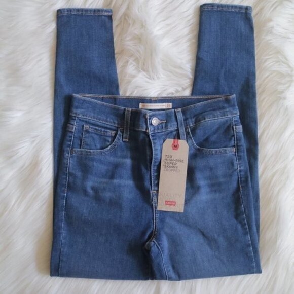 NEW Levis 720 High Rise Cropped Skinny Jeans Size 25 Distressed - Picture 5 of 7